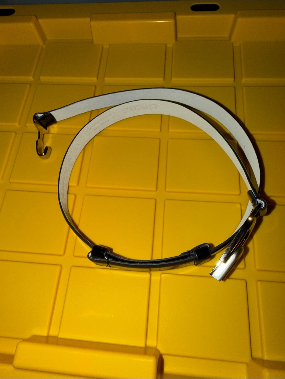 Womens Black Patent Leather Belt W/ Silver horse bit buckle. End to end 45”